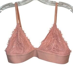 Pepper Bra Wireless Lace Bralette Triangle Pink Medium